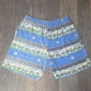 Vision Street Wear Blue and Green Tropical Swim Trunks